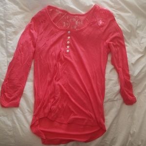 Pink Neon Soul 3/4 shirt lace back size S